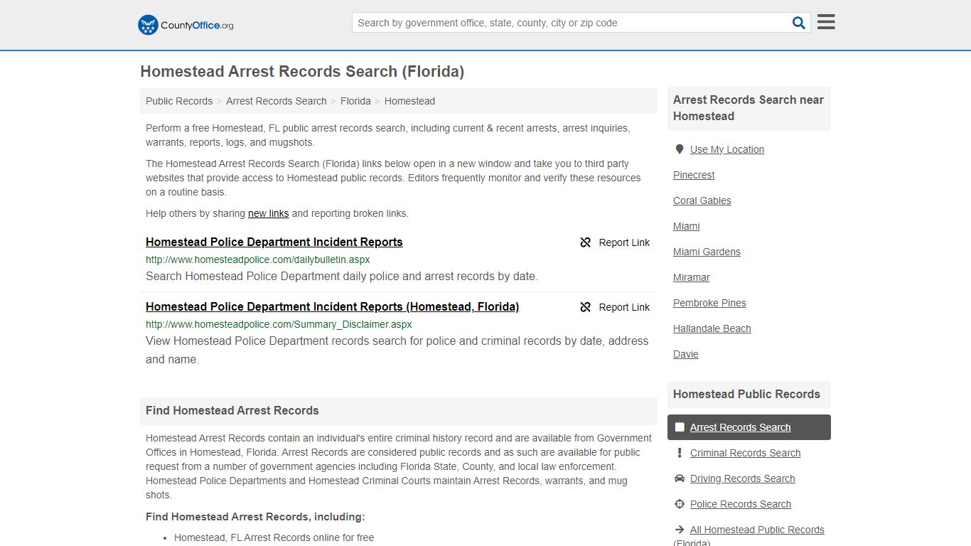 Arrest Records Search - Homestead, FL (Arrests & Mugshots)