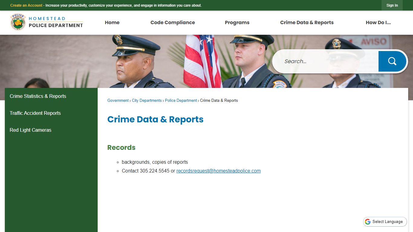 Crime Data & Reports | Homestead, FL - Official Website